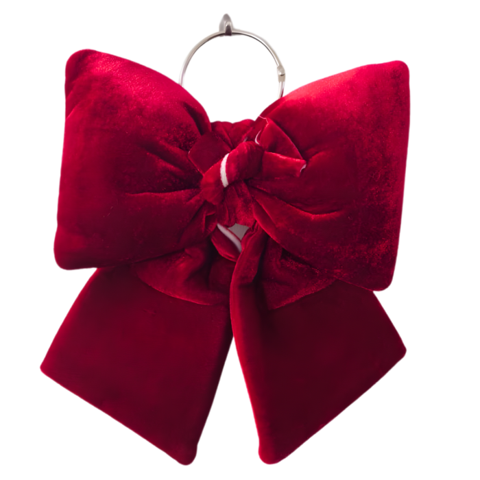 24 x 24 cm Velvet Christmas Bow Decoration – Large Red Soft Fabric Bow - Image 2
