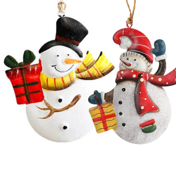 Set of 2 Snowman Hanging Ornaments – 9 × 7 cm - Image 1