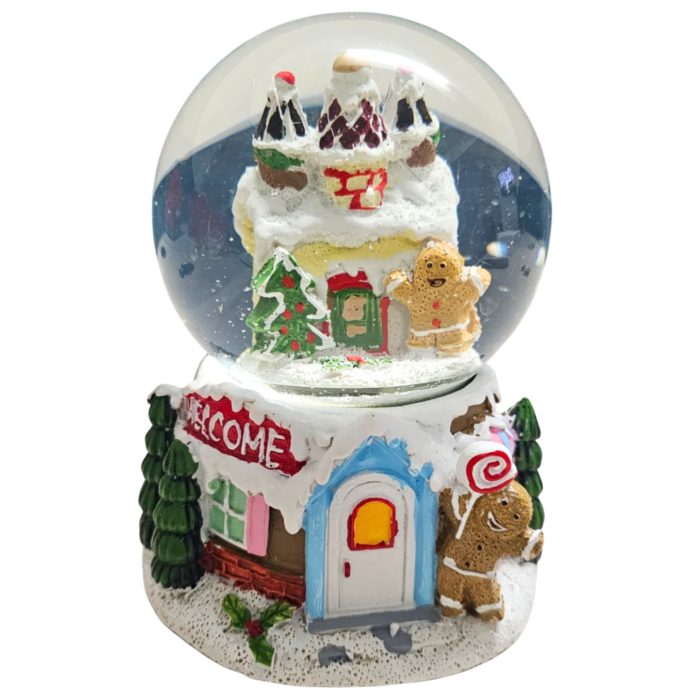 Musical Gingerbread House Snow Globe – 17 x 12 cm Multi-Color LED Light & Music - Image 4