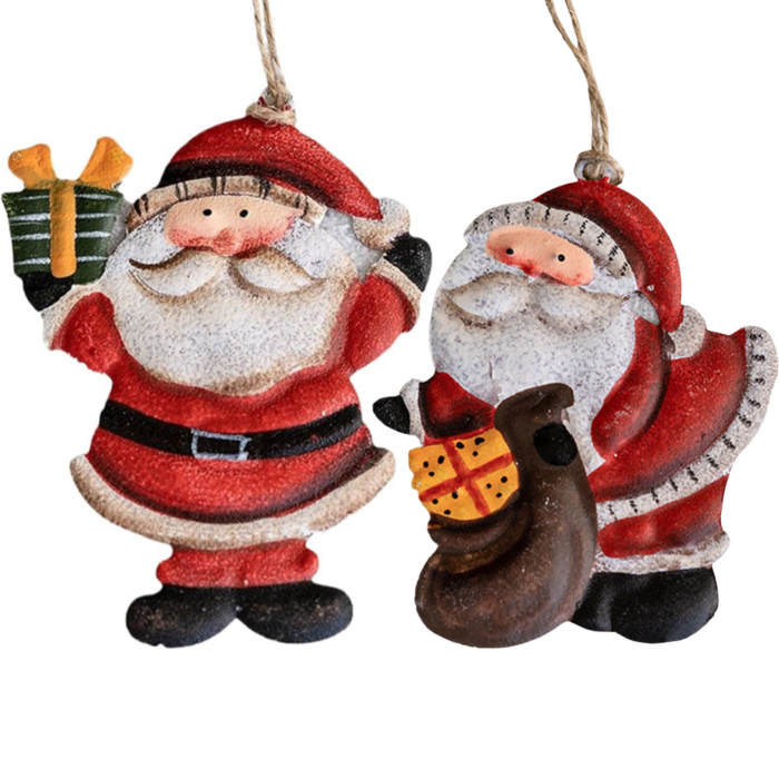 Set of 2 Santa Hanging Ornaments – 9 × 7 cm - Image 1