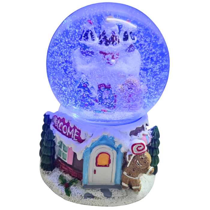 Musical Gingerbread House Snow Globe – 17 x 12 cm Multi-Color LED Light & Music - Image 3