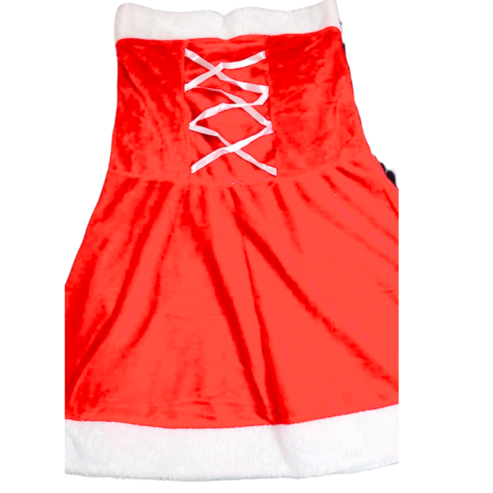 Christmas Santa Dress for Girls (Free Size, Age 5–10 Years) – Cute Red Velvet Santa Costume with Cape, Belt & Hat, Xmas Party Dress-Up for School, Events & Festive Celebrations - Image 3