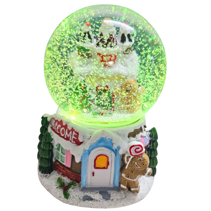 Musical Gingerbread House Snow Globe – 17 x 12 cm Multi-Color LED Light & Music - Image 8