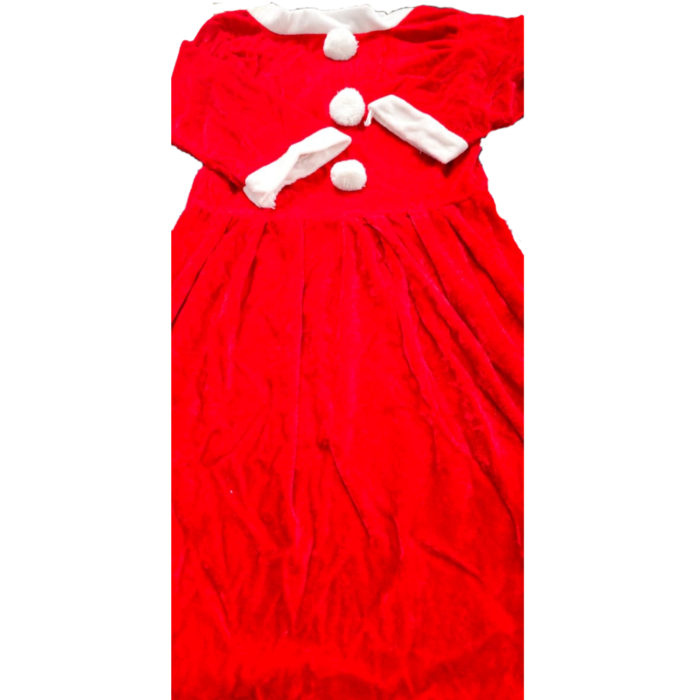 Girls Santa Claus Dress Costume Set (4–6 Years) – Includes Santa Frock & Hat - Image 3