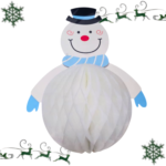 Honeycomb Snowman Decoration 33 cm – 3D Christmas Hanging Decoration for Home, Office, Kids Party & Festive Décor