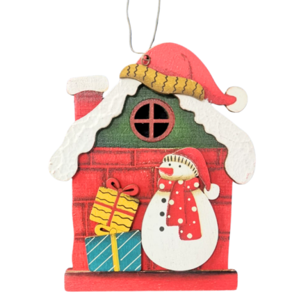 Christmas Wooden Hanging Ornament – 13 x 19 x 1 cm Snowman & Gift Design | Xmas Tree Decoration | Festive Wooden Wall, Door & Home Décor Hanging