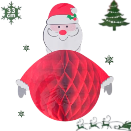 Honeycomb Santa Claus Decoration – 33 cm Merry Christmas Table/Wall Hanging Festive Décor for Home, Office & Party Celebration