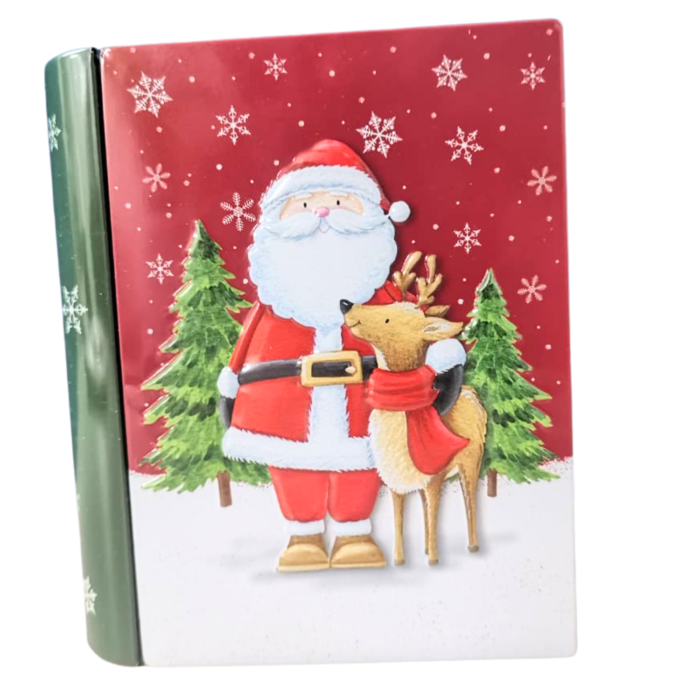 Metal Secret Storage Book Box 12 × 10 × 4 cm – Christmas Santa & Reindeer Design - Image 4