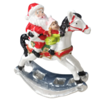 Santa Riding Horse Figurine – 14 x 10 x 4 cm Santa with Girl on Rocking Horse - Image 2