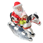 Santa Riding Horse Figurine – 14 x 10 x 4 cm Santa with Girl on Rocking Horse - Image 5