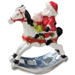 Santa Riding Horse Figurine – 14 x 10 x 4 cm Santa with Girl on Rocking Horse - Image 4