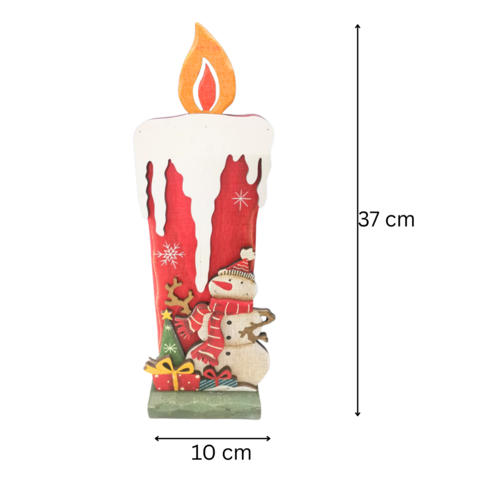 Snowman Wooden Christmas Candle Decoration – 34 x 10 cm - Image 4
