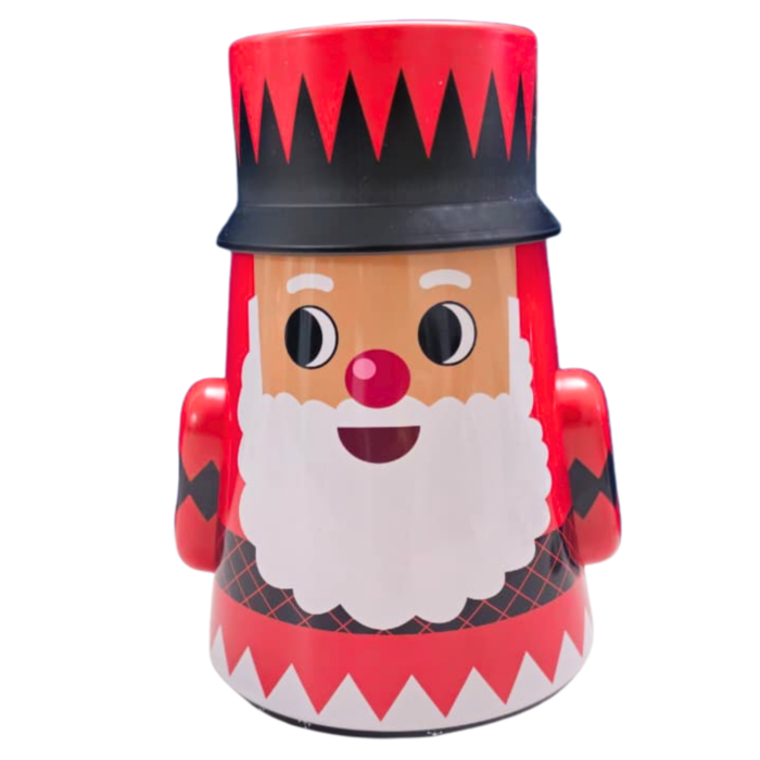 Metal Santa Nutcracker Container 18 × 11 cm – Christmas Decorative Storage Jar, Candy/Gift Holder, Festive Table Décor, Metal Christmas Decoration - Image 1