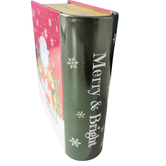 Metal Secret Storage Book Box 12 × 10 × 4 cm – Christmas Santa & Reindeer Design - Image 3