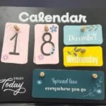 Wooden Desk Calendar with Interchangeable Date Cards, Black Base with Colorful Month and Day Display