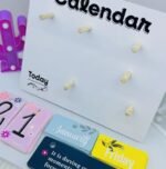 Wooden Desk Calendar with Interchangeable Date Cards, White Base with Colorful Month and Day Display - Image 6