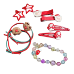 Christmas Hair Accessories Gift Box for Girls | 3 Pairs Hair Pins, 2 Rubber Bands & 1 Bracelet | Santa & Xmas Theme Hair Set for Kids | Holiday Gifting & Party - Image 3