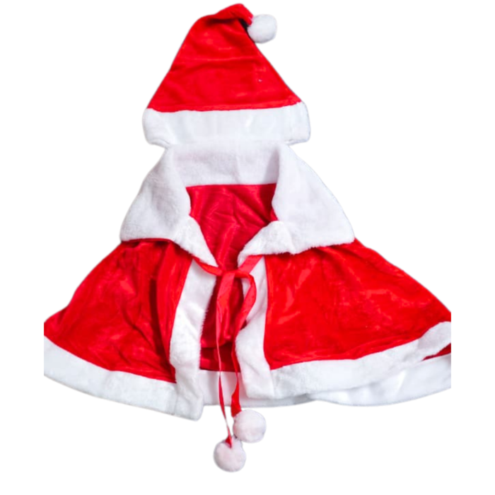 Christmas Santa Dress for Girls (Free Size, Age 5–10 Years) – Cute Red Velvet Santa Costume with Cape, Belt & Hat, Xmas Party Dress-Up for School, Events & Festive Celebrations - Image 6