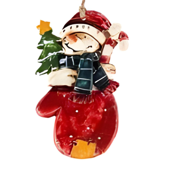 Set of 2 Santa Mitten Hanging Ornaments – 9 × 7 cm Christmas Tree Decorations - Image 2