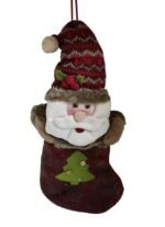 Santa Christmas Stocking 44 x 26 x 15 cm – Hanging Plush Santa Gift Bag with Tree - Image 3