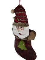 Santa Christmas Stocking 44 x 26 x 15 cm – Hanging Plush Santa Gift Bag with Tree - Image 2