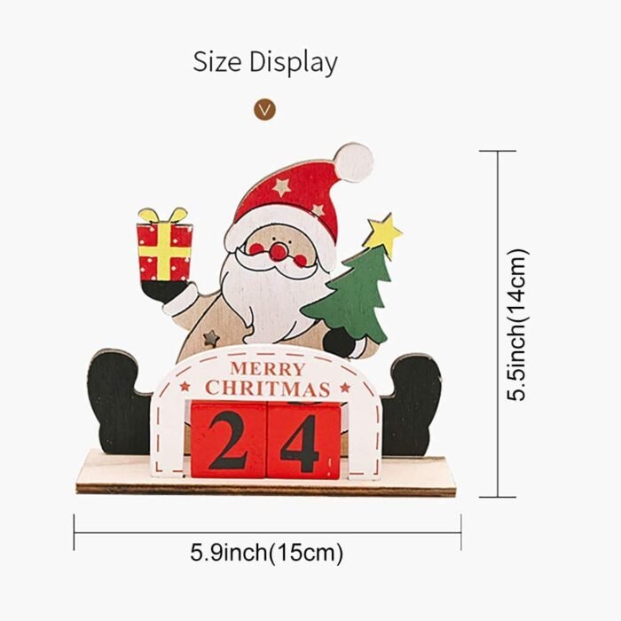 Wooden Christmas Advent Calendar – Santa Countdown Calendar for Holiday Home Décor (1 Piece) - Image 2