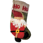 Christmas Santa Stocking – 45 x 29 cm Large Red & Green Plush Knit Xmas Stocking with Cute Santa Design, Hanging Fireplace Decoration for Home Stuffers