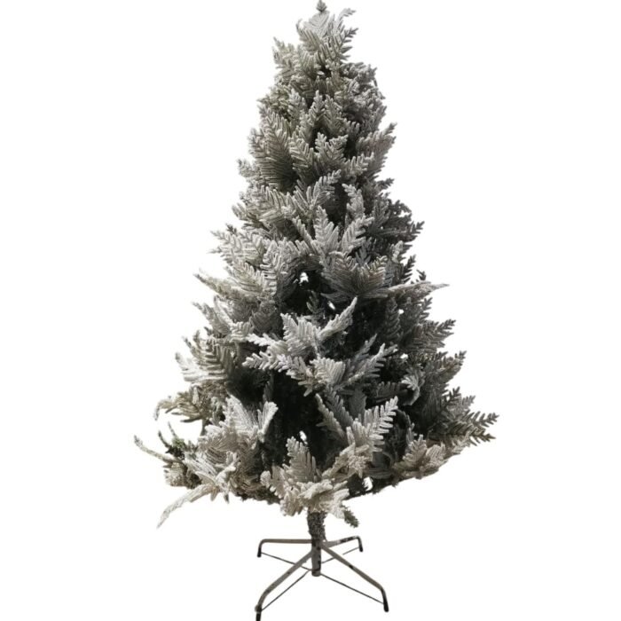 6ft Snow Flocked Christmas Tree, Green White PVC PE Construction, 180cm Artificial Pine Tree with Metal Stand, Hinged Branches for Home Office Holiday Decor - Image 3
