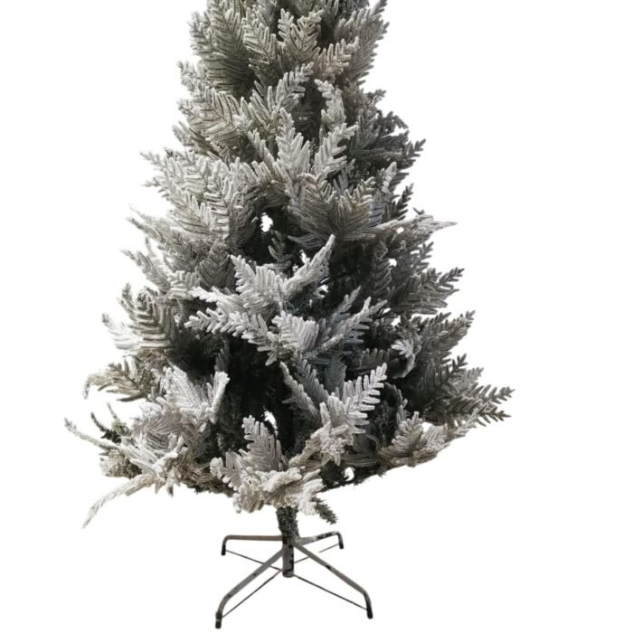 6ft Snow Flocked Christmas Tree, Green White PVC PE Construction, 180cm Artificial Pine Tree with Metal Stand, Hinged Branches for Home Office Holiday Decor - Image 6
