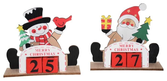 1pcs Christmas Advent Calendar - Wooden Christmas Snowman Countdown Calendar - Image 4