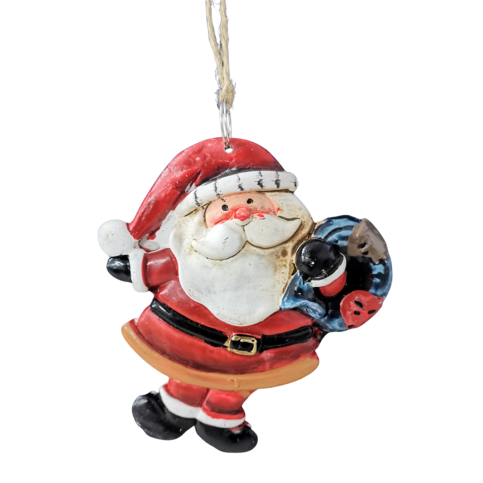 Set of 2 Santa Hanging Ornaments – 9 × 7 cm Christmas Tree Decorations - Image 2