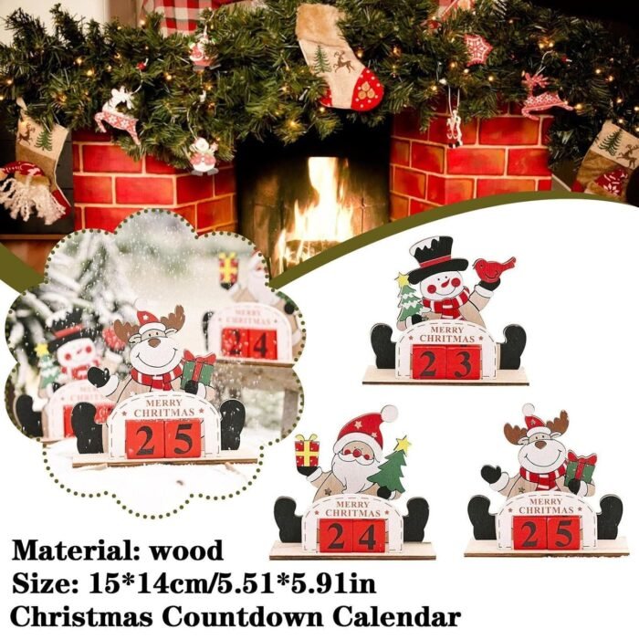 1pcs Christmas Advent Calendar - Wooden Christmas Snowman Countdown Calendar - Image 5