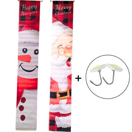 MPS MY PARTY SUPPLIERS® Set of 2 Festive Wall Hanging Banners – Merry Christmas & Happy New Year Reusable 120 Micron Decorative Door/Wall Posters for Home, Party & Office Décor