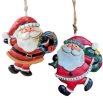 Set of 2 Santa Hanging Ornaments – 9 × 7 cm Christmas Tree Decorations