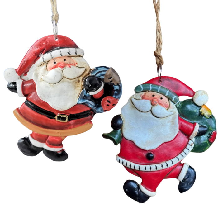 9 Set of 2 Santa Hanging Ornaments – 9 × 7 cm Christmas Tree Decorations - Image 1