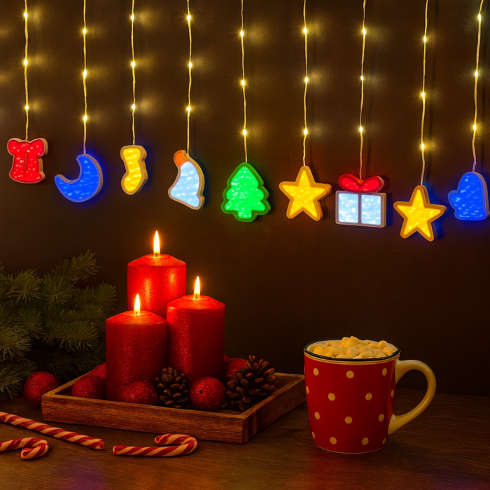 Christmas Decorative Hanging Strip with Colorful Festive Ornaments - Image 2