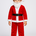 Kids Santa Claus Costume Set for Boys (Age 4–6 Years) – Includes Hat, Coat, Pants, Belt & Beard size (S)