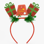 Christmas Gift Headband for Kids & Adults – Glitter Red & Green Present Theme