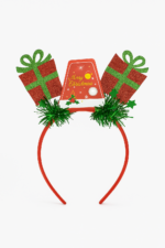 Christmas Gift Headband for Kids & Adults – Glitter Red & Green Present Theme