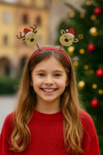 Set of 2 Christmas Reindeer Headbands for Kids & Adults – Cute Bouncy Reindeer Antler Xmas Hairbands with Soft Velvet Band, Holiday Party Accessory for School & Festive Events - Image 2
