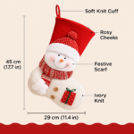 Christmas Snowman Stocking – 45 x 29 cm Large Knit Xmas Stocking with Plush Snowman - Image 3