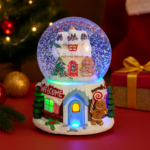 Musical Gingerbread House Snow Globe – 17 x 12 cm Multi-Color LED Light & Music - Image 2