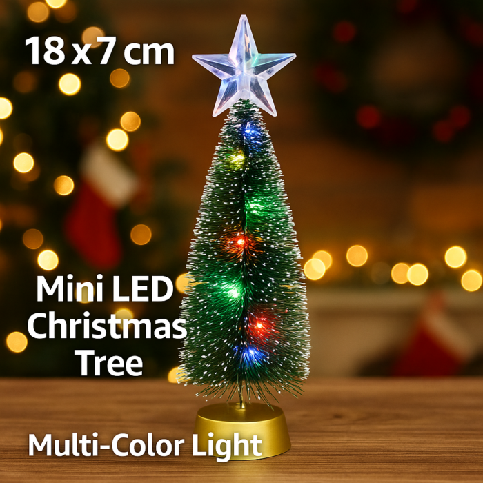 Mini Christmas Tree with Star – 18 x 7 cm LED Multi-Color Light Tabletop Xmas Tree - Image 2