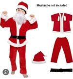 Kids Santa Claus Costume Set for Boys (Age 4–6 Years) – Includes Hat, Coat, Pants, Belt & Beard size (S) - Image 2
