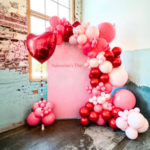 Premium Valentine’s Day Balloon Decoration Package | Pink & Red Romantic Balloon Backdrop | Anniversary & Couple Surprise Decor