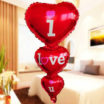 I Love U Heart Shape Foil Balloon Set | Romantic Love Balloons for Valentine’s Day, Anniversary, Proposal & Wedding Decoration | Air or Helium Fill - Image 4