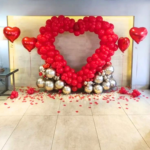 Luxury Heart Balloon Decoration Package | Red Heart Arch with Silver Balloons for Valentine, Anniversary & Romantic Surprise