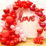 LOVE Balloon Arch Decoration Package | Red & Pink Heart Balloon Setup for Valentine, Anniversary & Romantic Surprise Decor