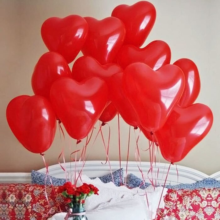 Pack of 30 Red Heart Shape Balloons - Image 3