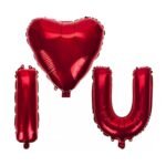 I Love U Foil Balloons Set, Red Heart and Letters